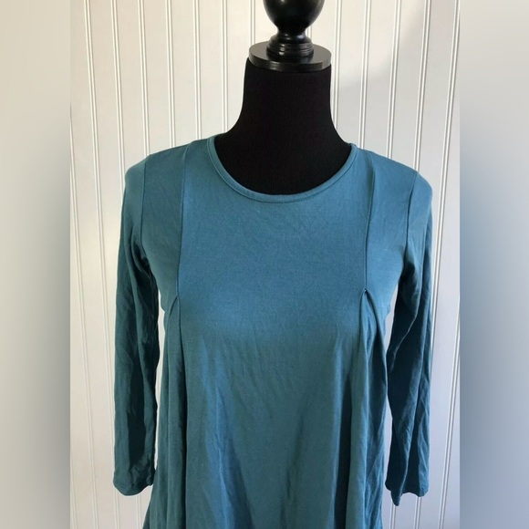 For All Seasons By Paper Crane Nordstrom Teal Keyhole Shirt Women Size Large - Picture 3 of 12